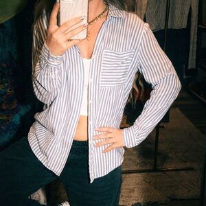 Beachlunchlounge Blue and White Striped Shirt